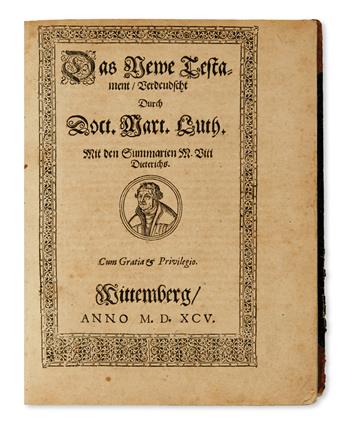 (BIBLE IN GERMAN.)  Das Newe Testament.  1595 [i. e., 1596]